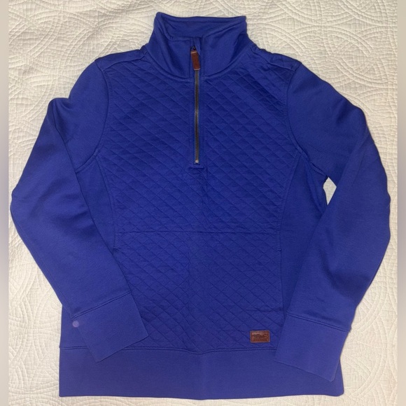 L.L. Bean quarter zip quilted pullover Blue XS Petite - Picture 2 of 8